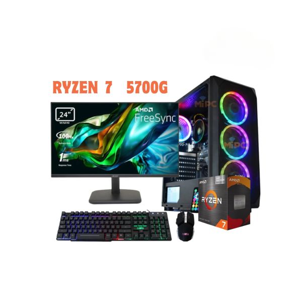 Computador Gamer AMD Ryzen 7 5700G con 16GB RAM, SSD 512GB y Monitor Incluido