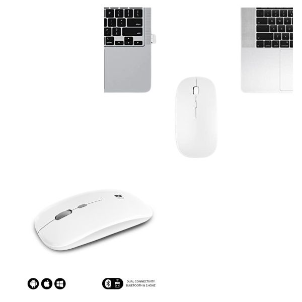 Mouse Inalámbrico Blanco CM-256 con Conexión Dual 2.4GHz y Bluetooth