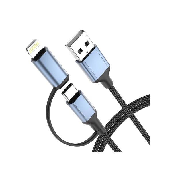 Cable 2 en 1 con conectores USB-C y Lightning,
